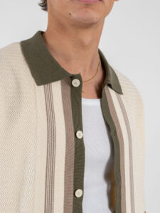 Coordinato in cotone lavorato Bermuda + Camicia mezze maniche W85897 Beige (5)
