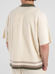 Coordinato in cotone lavorato Bermuda + Camicia mezze maniche W85897 Beige (7)