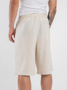 Coordinato regular corto in misto lino con camicia mm + bermuda con coulisse 7778 Beige (1)