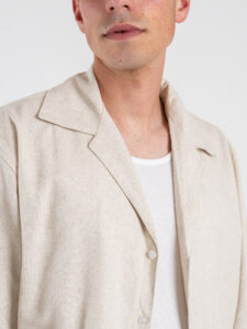 Coordinato regular corto in misto lino con camicia mm + bermuda con coulisse 7778 Beige (5)