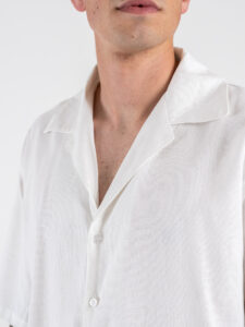 Coordinato regular corto in misto lino con camicia mm + bermuda con coulisse 7778 Bianco (5)