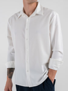 ESTASI Camicia manica lunga regular con colletto SANE’YAMAL Bianco (1)