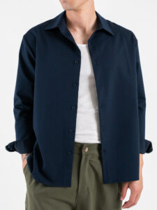 ESTASI Camicia manica lunga regular con colletto SANE’YAMAL Blu (1)