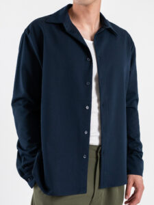 ESTASI Camicia manica lunga regular con colletto SANE’YAMAL Blu (4)