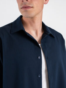 ESTASI Camicia manica lunga regular con colletto SANE’YAMAL Blu (6)