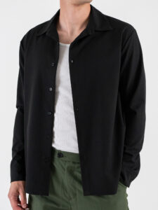 ESTASI Camicia manica lunga regular con colletto SANE’YAMAL Nero (1)