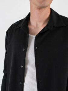 ESTASI Camicia manica lunga regular con colletto SANE’YAMAL Nero (2)