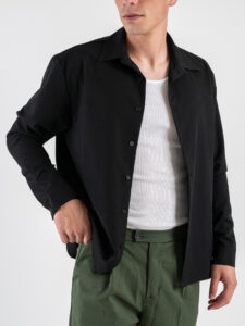 ESTASI Camicia manica lunga regular con colletto SANE’YAMAL Nero (5)