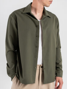 ESTASI Camicia manica lunga regular con colletto SANE’YAMAL Verde (1)