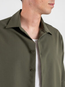 ESTASI Camicia manica lunga regular con colletto SANE’YAMAL Verde (2)