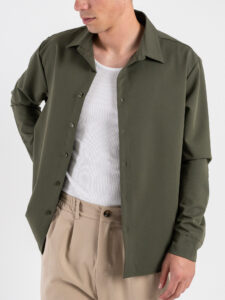 ESTASI Camicia manica lunga regular con colletto SANE’YAMAL Verde (5)