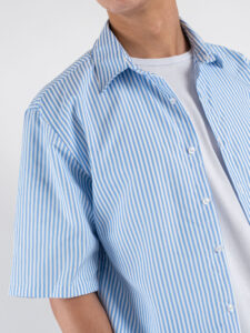 ESTASI Camicia rigata a MM con colletto e bottoni MIAMI Azzurra (1)