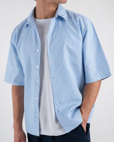ESTASI Camicia rigata a MM con colletto e bottoni MIAMI Azzurra 2 Nuovi Arrivi