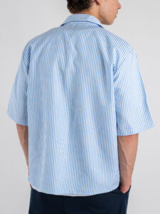 ESTASI Camicia rigata a MM con colletto e bottoni MIAMI Azzurra (3)