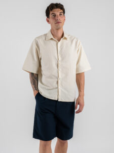 ESTASI Camicia rigata a MM con colletto e bottoni MIAMI Beige (4)
