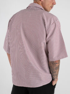 ESTASI Camicia rigata a MM con colletto e bottoni MIAMI Bordò (1)