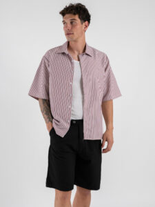ESTASI Camicia rigata a MM con colletto e bottoni MIAMI Bordò (2)