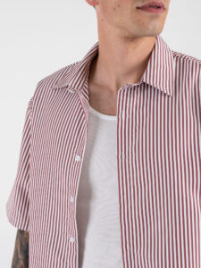 ESTASI Camicia rigata a MM con colletto e bottoni MIAMI Bordò (4)