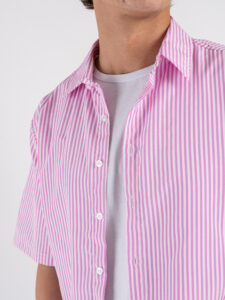 ESTASI Camicia rigata a MM con colletto e bottoni MIAMI Rosa (1)