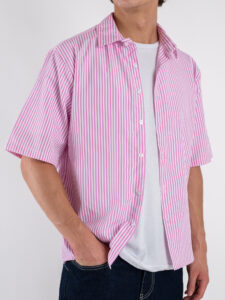 ESTASI Camicia rigata a MM con colletto e bottoni MIAMI Rosa (2)