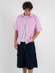 ESTASI Camicia rigata a MM con colletto e bottoni MIAMI Rosa (4)