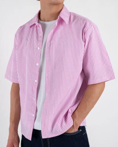 ESTASI Camicia rigata a MM con colletto e bottoni MIAMI Rosa 5 Nuovi Arrivi