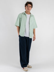 ESTASI Camicia rigata a MM con colletto e bottoni MIAMI Verde (4)