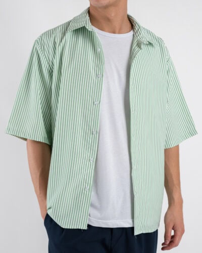 ESTASI Camicia rigata a MM con colletto e bottoni MIAMI Verde 5 Nuovi Arrivi