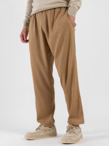 ESTASI Pantalaccio morbido in lino con coulisse in vita PAPEETE Fango (2)