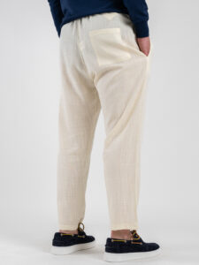 ESTASI Pantalaccio morbido in lino con coulisse in vita PAPEETE Panna (1)