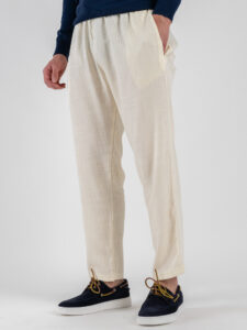 ESTASI Pantalaccio morbido in lino con coulisse in vita PAPEETE Panna (2)