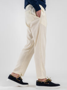 ESTASI Pantalaccio morbido in lino con coulisse in vita PAPEETE Panna (5)