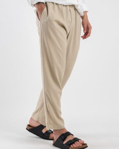 ESTASI Pantalaccio slim morbido in lino con coulisse in vita PAPEETE Beige 4 Home