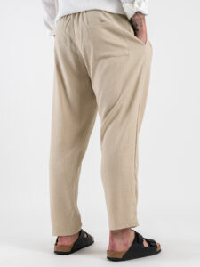 ESTASI Pantalaccio slim morbido in lino con coulisse in vita PAPEETE Beige (6)