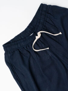 ESTASI Pantalaccio slim morbido in lino con coulisse in vita PAPEETE Blu (8)