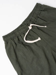 ESTASI Pantalaccio slim morbido in lino con coulisse in vita PAPEETE Militare (7)