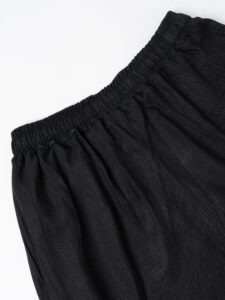 ESTASI Pantalaccio slim morbido in lino con coulisse in vita PAPEETE Nero (1)