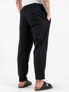 ESTASI Pantalaccio slim morbido in lino con coulisse in vita PAPEETE Nero (6)