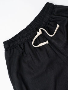 ESTASI Pantalaccio slim morbido in lino con coulisse in vita PAPEETE Nero (8)