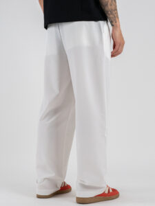 ESTASI Pantalone regular leggero con gamba larga ed elastico in vita YAMAL Bianco (5)
