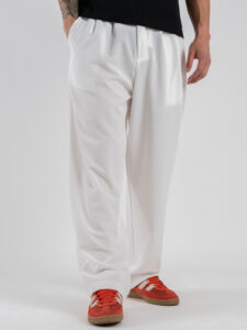 ESTASI Pantalone regular leggero con gamba larga ed elastico in vita YAMAL Bianco (6)