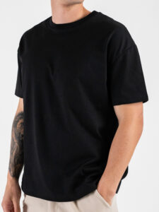 ESTASI T-shirt over in cotone SOLE Nero (3)