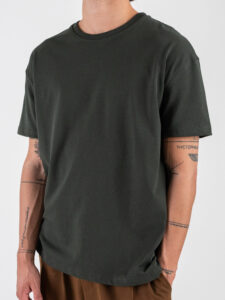 ESTASI T-shirt over in cotone SOLE Verde Militare (5)