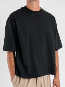 ESTASI T-shirt regular box fit TERRA Nero (4)