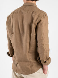 GIANNI LUPO Camicia basica in lino con colletto GL7619S Camel (1)