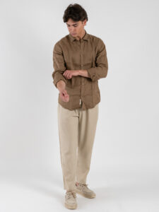 GIANNI LUPO Camicia basica in lino con colletto GL7619S Camel (2)