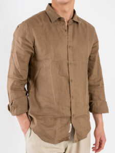 GIANNI LUPO Camicia basica in lino con colletto GL7619S Camel (3)