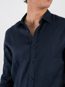 GIANNI LUPO Camicia basica in lino con colletto GL7619S Deep Blue (5)