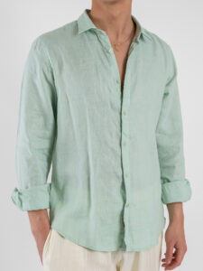 GIANNI LUPO Camicia basica in lino con colletto GL7619S Menta (2)