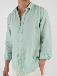 GIANNI LUPO Camicia basica in lino con colletto GL7619S Menta (3)
